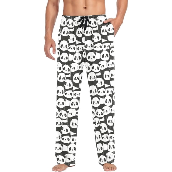 PRIYAL Men's Pajama Bottoms, Sleeping Long Pant Cute Panda Pajamas Lounge Wear Sleepwear Pants Cartoon Kawaii PJS