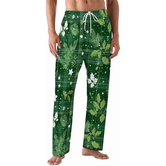 PRIYAL Mens PJ Pajama Pants Black Cats Snow Bottoms Lounge Pants Sleepwear