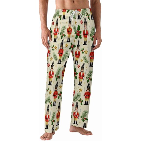 PRIYAL Mens PJ Pajama Pants Candy Canes Bows Bottoms Lounge Pants Sleepwear
