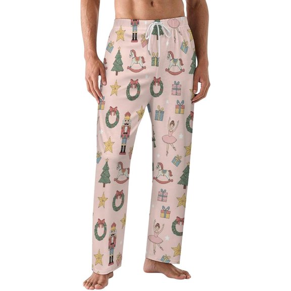 PRIYAL Mens PJ Pajama Pants Christmas Stockings Bows Bottoms Lounge Pants Sleepwear