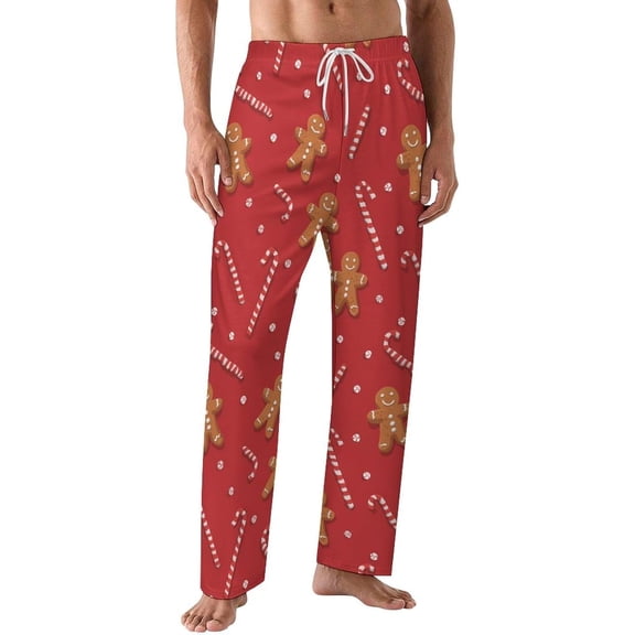 PRIYAL Mens PJ Pajama Pants Christmas Trees Gingerbread Bottoms Lounge Pants Sleepwear