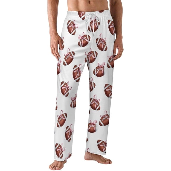 PRIYAL Mens PJ Pajama Pants Footballs Stars Bottoms Lounge Pants Sleepwear