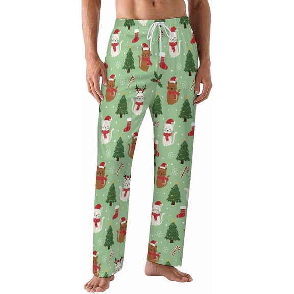 PRIYAL Mens PJ Pajama Pants Gingerbread Snowflakes Candy Bottoms Lounge Pants Sleepwear