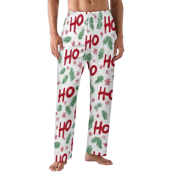 PRIYAL Mens PJ Pajama Pants Ho Ho Leaves Bottoms Lounge Pants Sleepwear