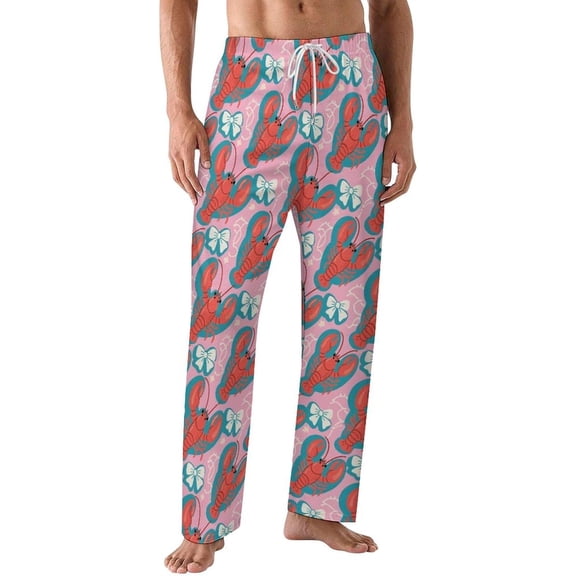 PRIYAL Mens PJ Pajama Pants Lobster Pizza Pattern Bottoms Lounge Pants Sleepwear