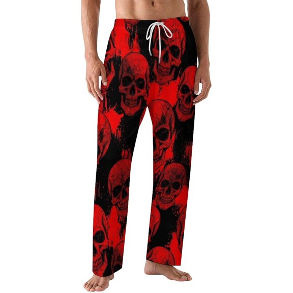 PRIYAL Mens PJ Pajama Pants Pink Snowflake Pattern Bottoms Lounge Pants Sleepwear