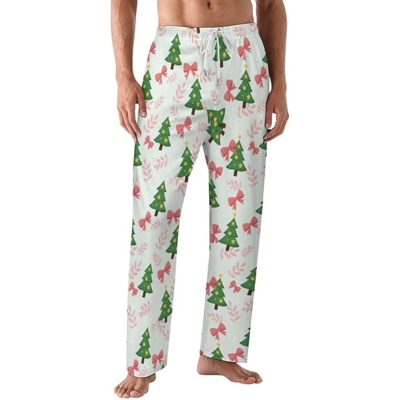 PRIYAL Mens PJ Pajama Pants Winter Forest Pine Bottoms Lounge Pants Sleepwear