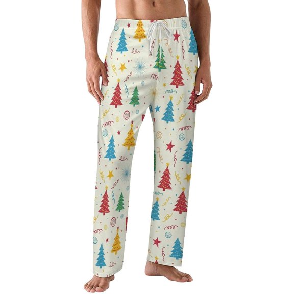PRIYAL Mens PJ Pajama Pants Winter Forest Pine Bottoms Lounge Pants Sleepwear