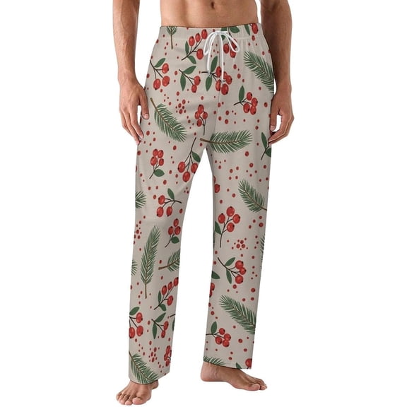 PRIYAL Mens PJ Pajama Pants Winter Forest Pine Bottoms Lounge Pants Sleepwear