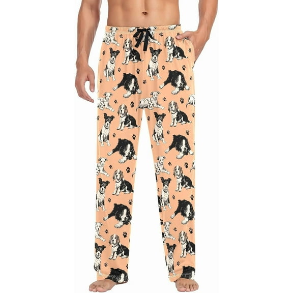 PRIYAL Mens Pajama Pants Beagle Dog Paws Cartoon Pajama Bottoms Lightweight Pajama Pants Basics Sleep Pajama Lounge Pant