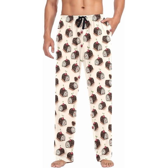 PRIYAL Mens Pajama Pants Cartoon Chocolate Roll Cakes Pajama Bottoms Lightweight Basics Sleep Pajama Lounge Pant