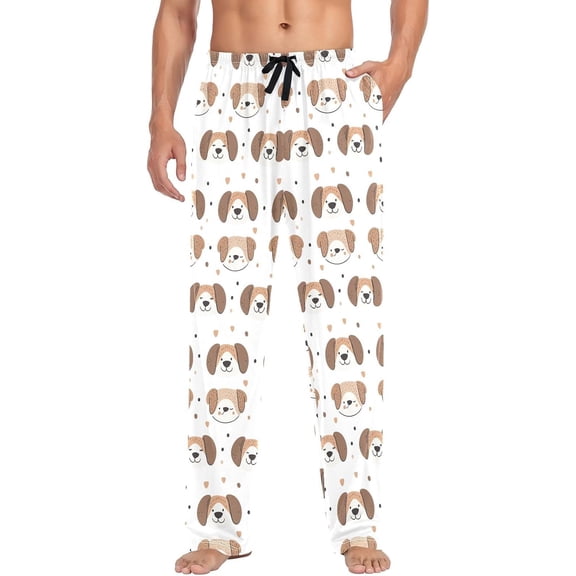 PRIYAL Mens Pajama Pants Cartoon Dogs Heart Pajama Bottoms Lightweight Basics Sleep Pj Lounge Pant