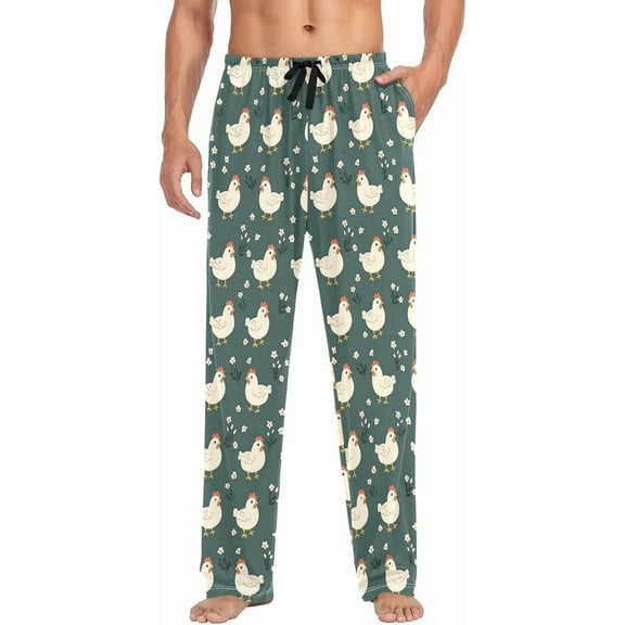 PRIYAL Mens Pajama Pants Chicken Floral Pajama Bottoms Lightweight Basics Sleep Pj Lounge Pant
