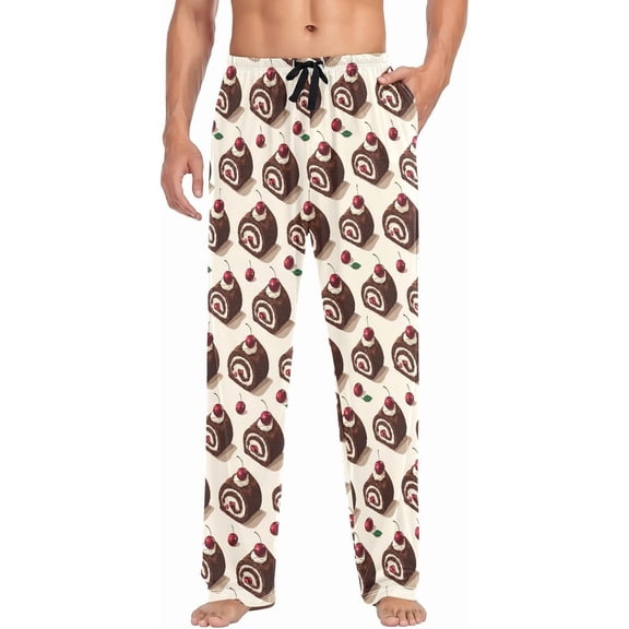 PRIYAL Mens Pajama Pants Chocolate Cherry Cake Pajama Bottoms Lightweight Pajama Pants Basics Sleep Pajama Lounge Pant