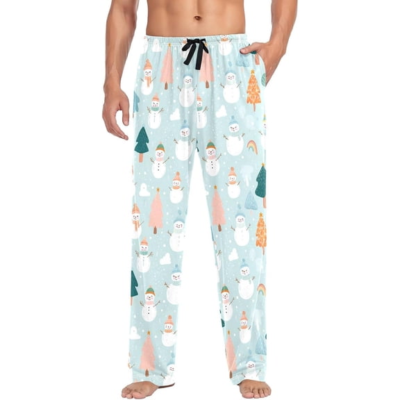 PRIYAL Mens Pajama Pants Christmas Cute Snowmen Pajama Bottoms Lightweight Pajama Pants Basics Sleep Pajama Lounge Pant