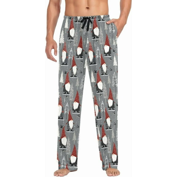 PRIYAL Mens Pajama Pants Christmas Gnome Pine Trees Pajama Bottoms Lightweight Pajama Pants Basics Sleep Pajama Lounge Pant