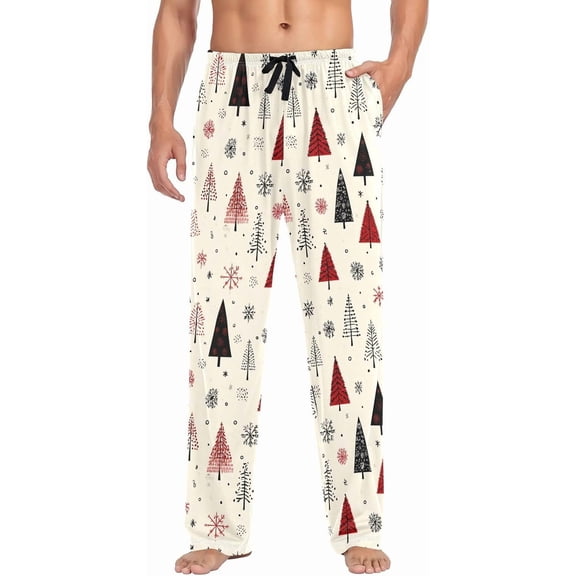 PRIYAL Mens Pajama Pants Christmas Tree Black Color Pajama Bottoms Lightweight Pajama Pants Basics Sleep Pajama Lounge Pant
