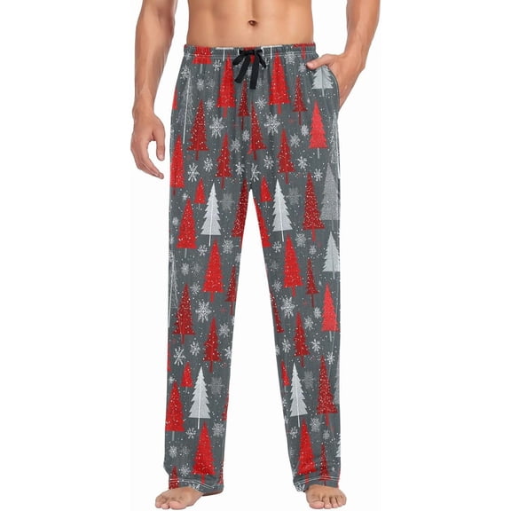 PRIYAL Mens Pajama Pants Christmas Tree Gray Pajama Bottoms Lightweight Pajama Pants Basics Sleep Pajama Lounge Pant