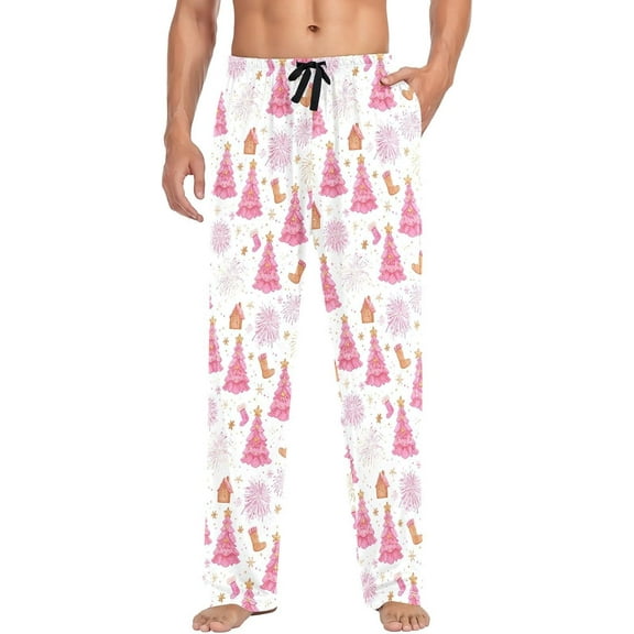 PRIYAL Mens Pajama Pants Christmas Trees Gingerbread Fireworks Pajama Bottoms Lightweight Pants Sleep Pajama Lounge Pant