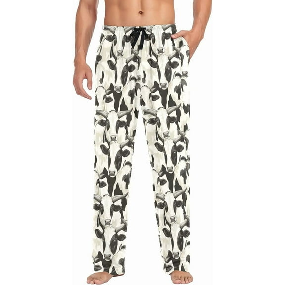 PRIYAL Mens Pajama Pants Cows Pajama Bottoms Lightweight Basics Sleep Pj Lounge Pant