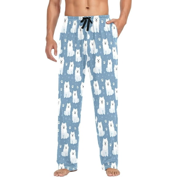 PRIYAL Mens Pajama Pants Cute Cartoon Samoyed Dogs Pajama Bottoms Lightweight Pajama Pants Basics Sleep Pajama Lounge Pant
