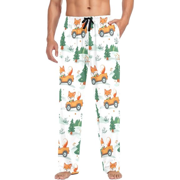 PRIYAL Mens Pajama Pants Cute Foxes Car Pajama Bottoms Lightweight Basics Sleep Pj Lounge Pant