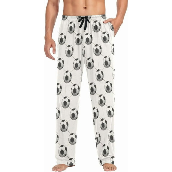PRIYAL Mens Pajama Pants Football Cartoon Soccer Balls Pajama Bottoms Lightweight Pants Basics Sleep Pajama Lounge Pant