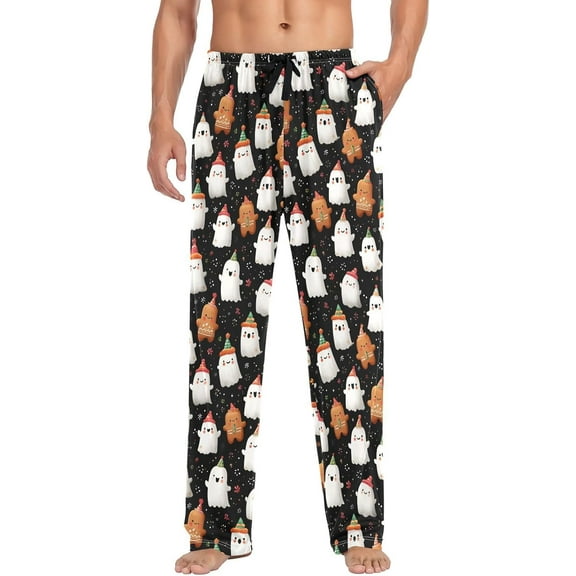 PRIYAL Mens Pajama Pants Gingerbread Man Ghosts Cute Pajama Bottoms Lightweight Pajama Pants Basics Sleep Pajama Lounge Pant