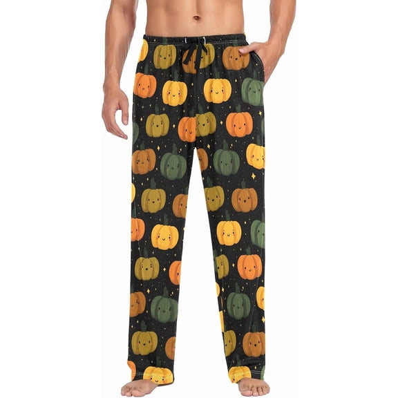 PRIYAL Mens Pajama Pants Halloween Cute Pumpkin Pattern Pajama Bottoms Lightweight Basics Sleep Pajama Lounge Pant