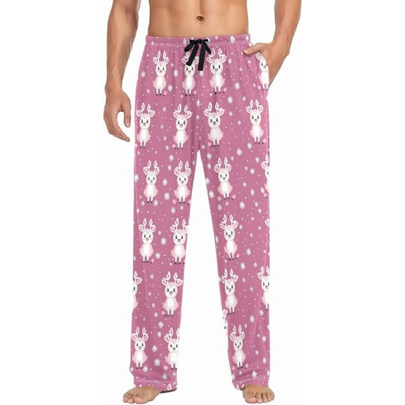 PRIYAL Mens Pajama Pants Kawaii Bunny Deer Pajama Bottoms Lightweight Basics Sleep Pj Lounge Pant