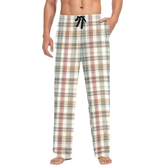 PRIYAL Mens Pajama Pants Pajama Bottoms Lightweight Pajama Pants Basics Sleep Pajama Lounge Pant (S-XXL) Red Line Grid Design
