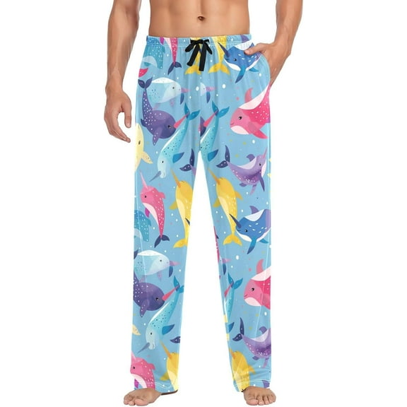 PRIYAL Mens Pajama Pants Pajama Pajama Pants Basics Sleep Pajama Lounge Pant Multicolored Narwhals Pattern pattern