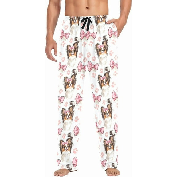 PRIYAL Mens Pajama Pants Papillon Dogs Pajama Bottoms Lightweight Basics Sleep Pj Lounge Pant