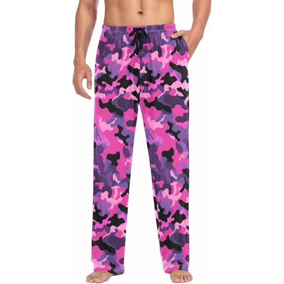 PRIYAL Mens Pajama Pants Purple Camouflage Pattern Pajama Bottoms Lightweight Pajama Pants Basics Sleep Pajama Lounge Pant