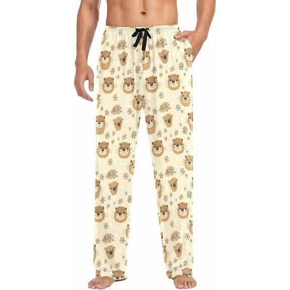 PRIYAL Mens Pajama Pants Sea Otter Snowflake Pajama Bottoms Lightweight Basics Sleep Pj Lounge Pant
