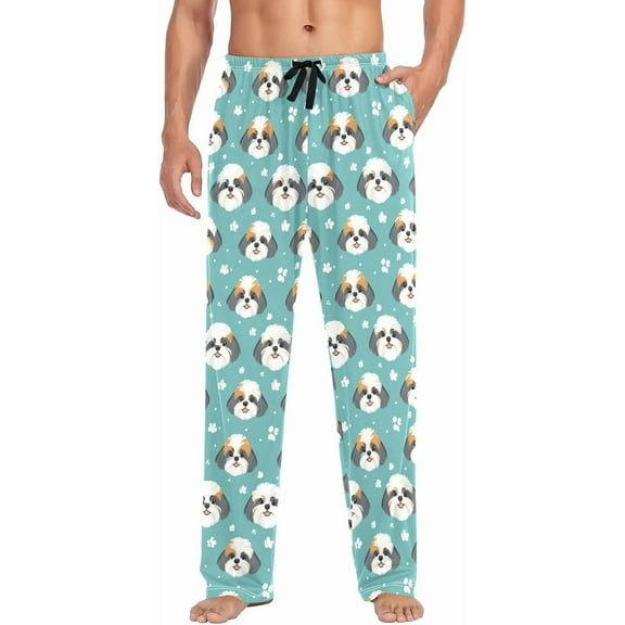 PRIYAL Mens Pajama Pants Shih Tzu Pajama Bottoms Lightweight Basics Sleep Pj Lounge Pant
