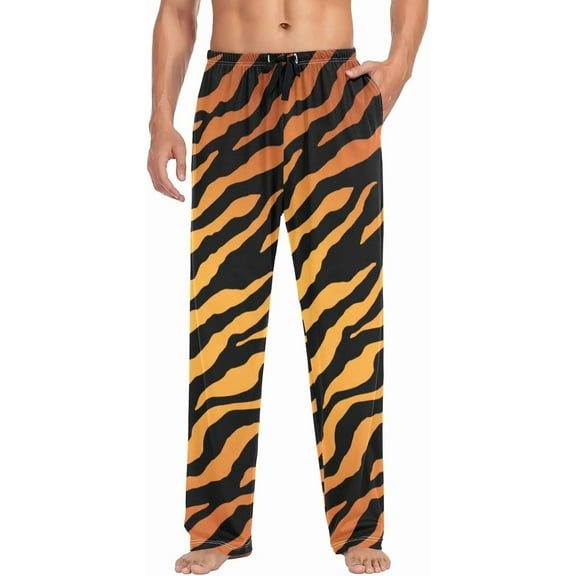 PRIYAL Mens Pajama Pants Tiger Stripes Orange Gradient Pajama Bottoms Lightweight Pants Basics Sleep Pajama Lounge Pant