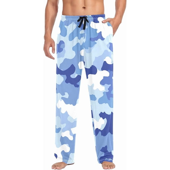 PRIYAL Mens Pajama Pants White Camouflage Pattern Pajama Bottoms Lightweight Pajama Pants Basics Sleep Pajama Lounge Pant