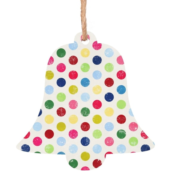 PRIYAL MuiltColorful Round Balls Print Wooden Christmas Ornaments Christmas Tree Ornaments Decorations Wood Slice Ornaments with Ropes for Christmas Holiday Decorations