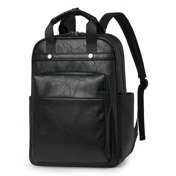 KKLDOGS PU Casual Backpack Men Women casual Leather Laptop Backpack,Daily Commuter Leather Backpack