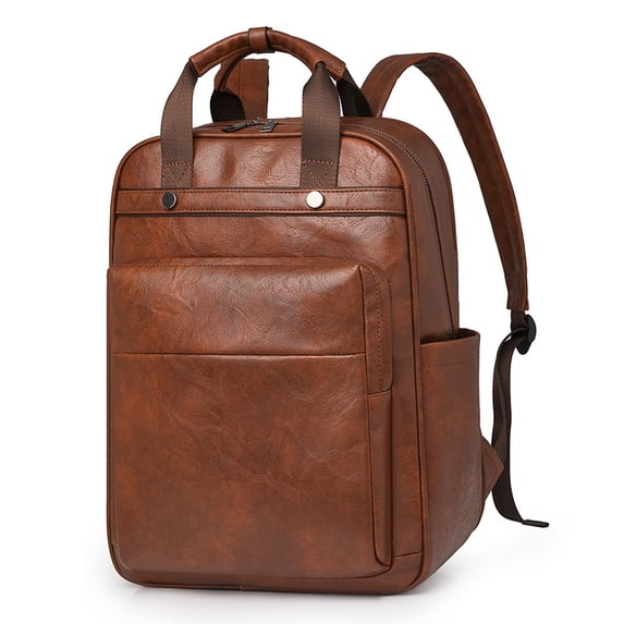 KKLDOGS PU Casual Backpack Men Women casual Leather Laptop Backpack,Daily Commuter Leather Backpack