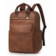 thumbnail image 1 of KKLDOGS PU Casual Backpack Men Women casual Leather Laptop Backpack，Daily Commuter Leather Backpack, 1 of 9