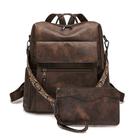 PRIYAL PU Leather Backpack With Purse for Women Anti-theft Ladies Shoulder Bag Handbag Suitable for Work, Travel, and Daily Use