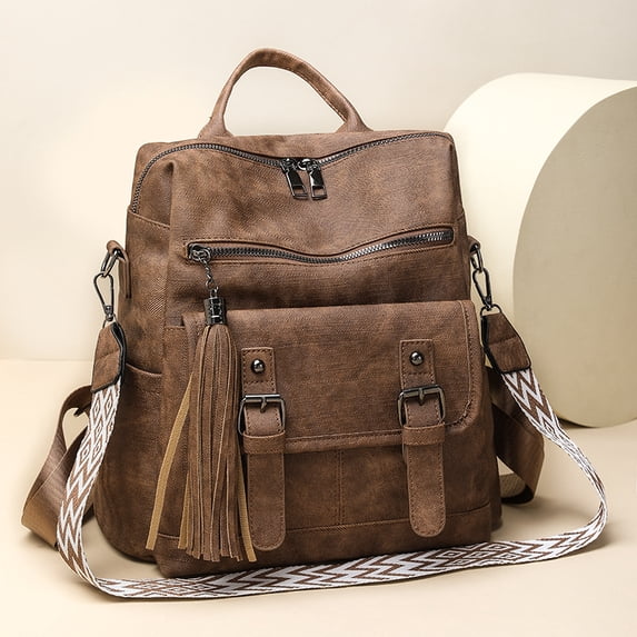 PRIYAL PU Leather Small Backpack for Women | Fashion Tassel Ladies Small Diaper Bag - Mini Backpack Purse Suitable for Travel, Work