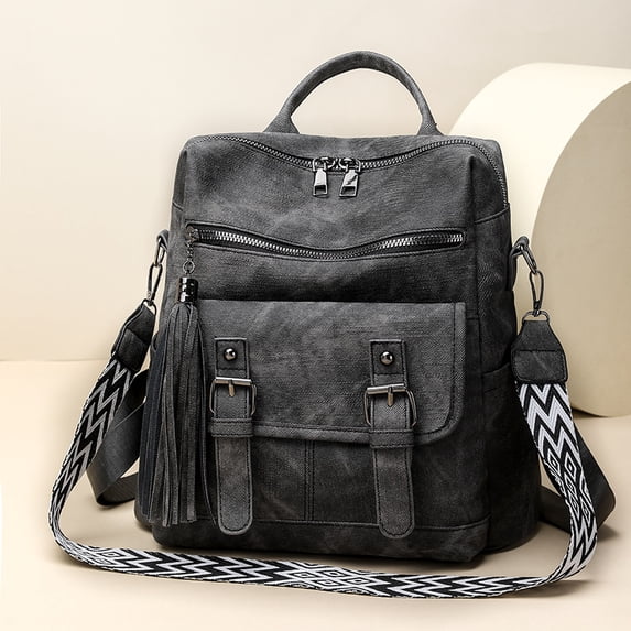 PRIYAL PU Leather Small Backpack for Women | Fashion Tassel Ladies Small Diaper Bag - Mini Backpack Purse Suitable for Travel, Work