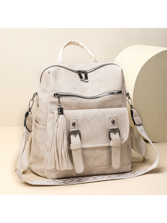 PU Leather Small Backpack for Women | Fashion Tassel Ladies Small Diaper Bag - Mini Backpack Purse Suitable for Travel, Work