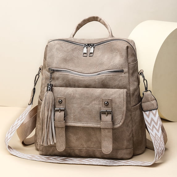 PRIYAL PU Leather Small Backpack for Women | Fashion Tassel Ladies Small Diaper Bag - Mini Backpack Purse Suitable for Travel, Work