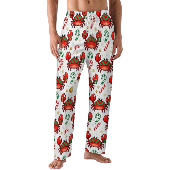 PRIYAL Pajama Pants for Men,Christmas Raccoons Candy Men's Sleepwear Bottoms,Lounge Pants