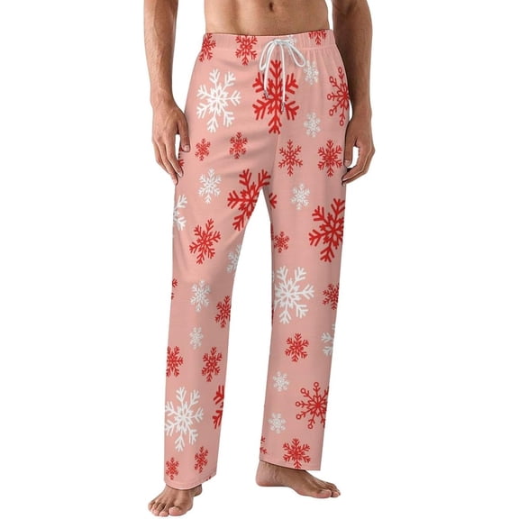 PRIYAL Pajama Pants for Men,Red Bird Snowy Men's Sleepwear Bottoms,Lounge Pants