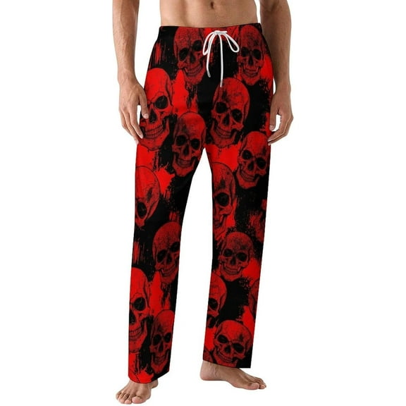 PRIYAL Pajama Pants for Men,Skull Crossbones Men's Sleepwear Bottoms,Lounge Pants
